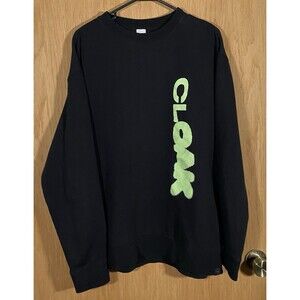 Cloak Brand Crew Neck Sweatshirt Black Neon Green Spellout Front Back Graphic XL